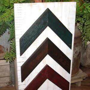 Large Rustic Reclaimed Wood Chevron Wall Decor Art